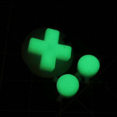 Hand cast custom resin buttons for Nintendo Game Boy Color - Glow in the dark Green | Lab Fifteen Co