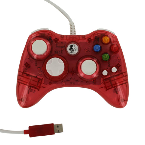 Zedlabz compatible wired colour glow vibration USB controller for Microsoft Xbox 360 - red
