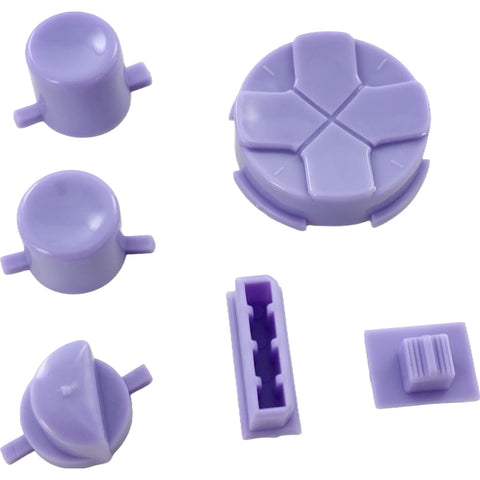 Button Set For Sega Game Gear - Pastel Lavender & Black Pivot Ball | Retro Modding