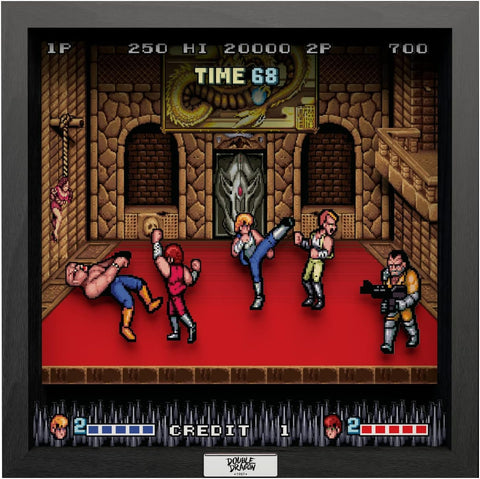 Double dragon video game (1987) shadow box art officially licensed 9x9 inch (23x23cm) | Pixel Frames