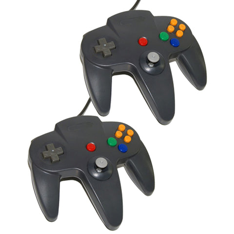 ZedLabz wired controller for Nintendo 64 - 2 pack - retro N64 gamepad dark grey
