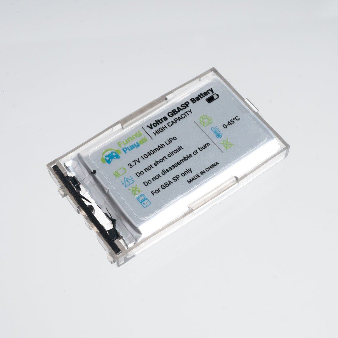 1040mAh high capacity replacement battery for Nintendo Game Boy Advance SP (GBA SP) - Voltra, upgraded MaxPlay | Funnyplaying - 1