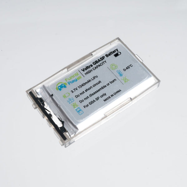 1040mAh high capacity replacement battery for Nintendo Game Boy Advance SP (GBA SP) - Voltra, upgraded MaxPlay | Funnyplaying - 1