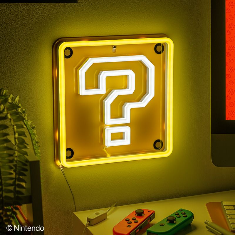 Super Mario Question Block Wall Mountable LED Neon Light | Paladone