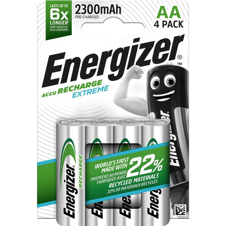 Extreme AA rechargable batteries 2300mAh pre-charged pack of 4  | Energizer