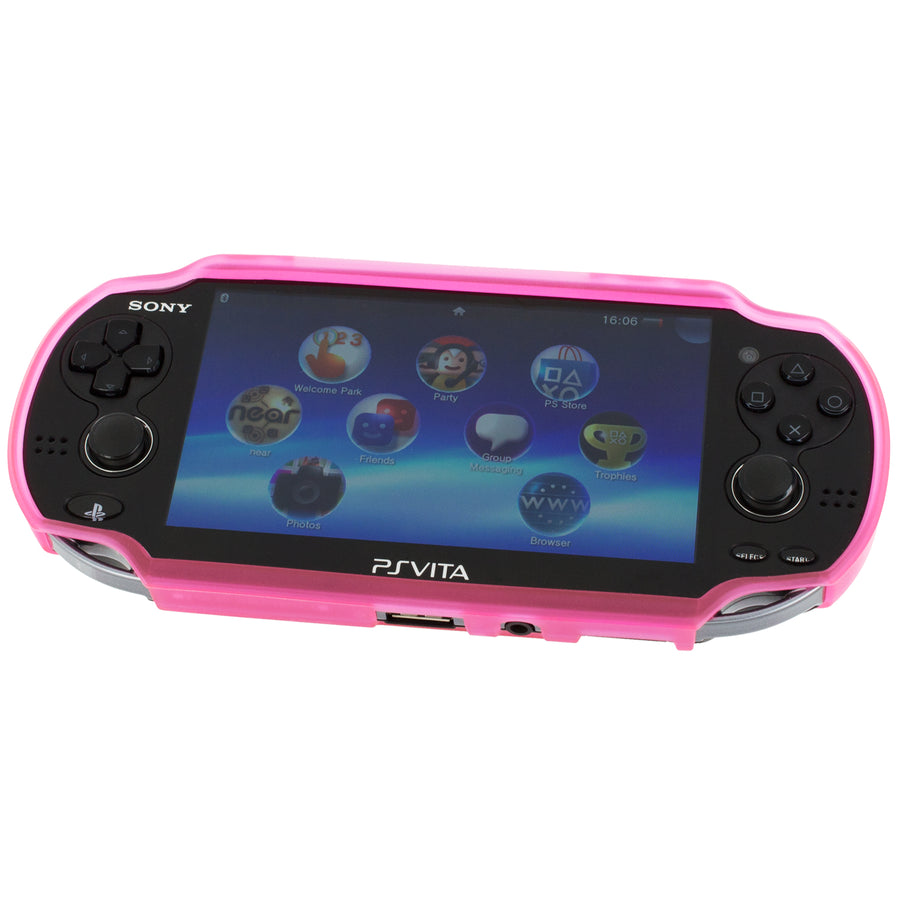 Zedlabz TPU gel semi rigid bumper protective case cover grip for Sony PS Vita 1000 - vivid pink