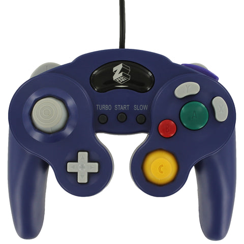 Wired controller for Nintendo GameCube GC vibration gamepad with turbo function - 2 pack purple & black | ZedLabz