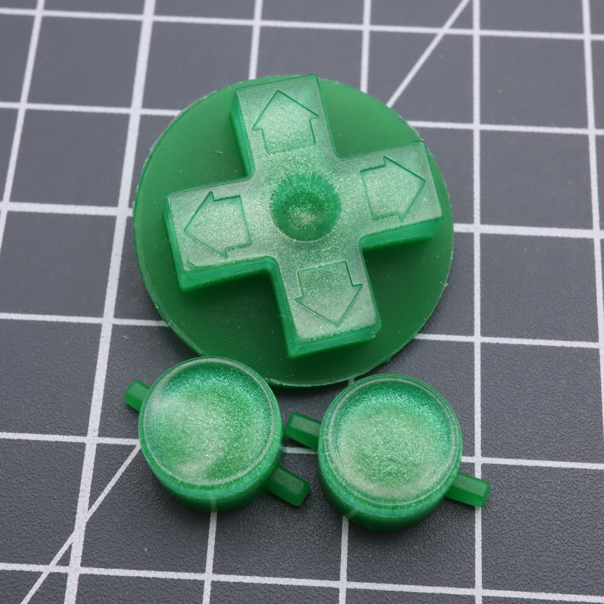 Hand cast custom resin buttons for Nintendo NES controller NES-004 (also fits Game Boy DMG-01) - Lime Candy | Lab Fifteen Co