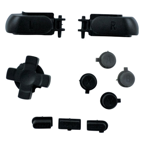 Button set for DS console Nintendo Original inc D-Pad, A B X Y, triggers, Start Select & Power buttons replacement - Grey/Black | ZedLabz