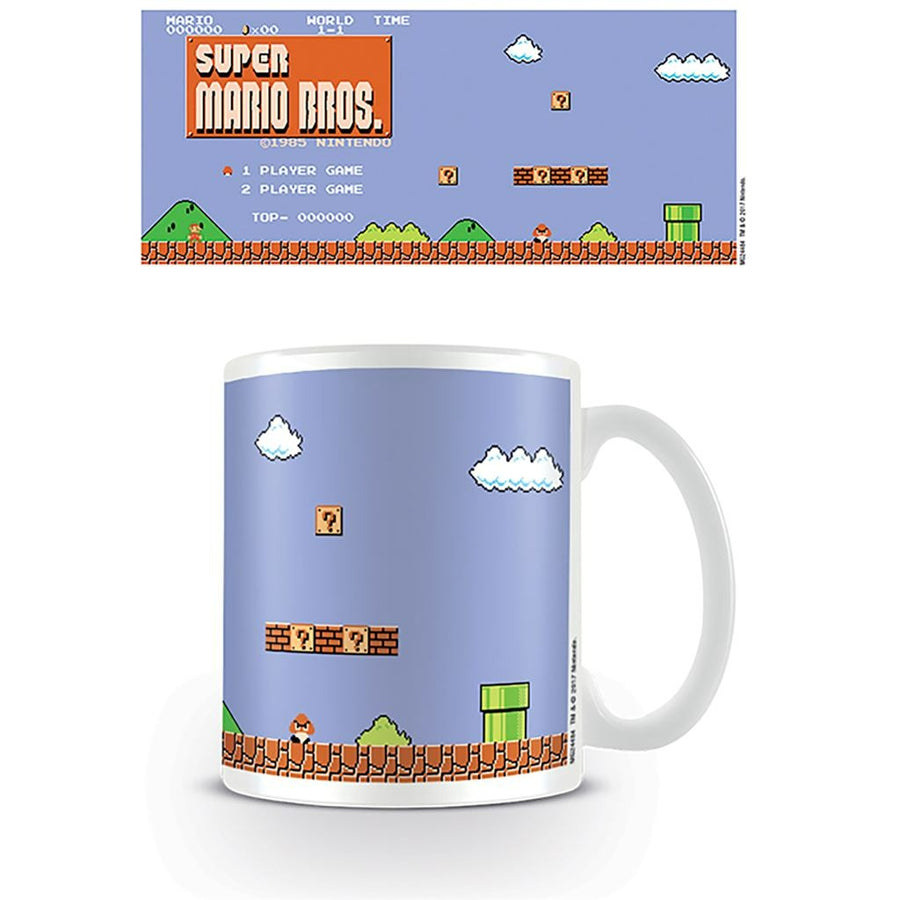 Super Mario retro title official mug 11oz/315ml white ceramic | Pyramid