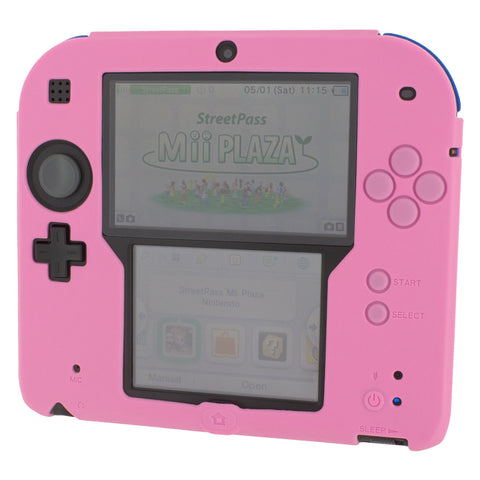 Protective cover for Nintendo 2DS console soft silicone gel rubber bumper case - Pink | ZedLabz