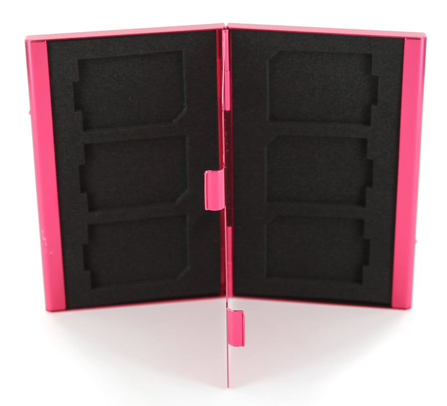 Protective holder for SD SDHC memory card case Aluminium Metal - Pink | ZedLabz
