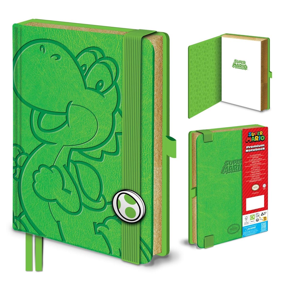 Nintendo Yoshi A5 slider premium hardcover lined notebook journal | Pyramid
