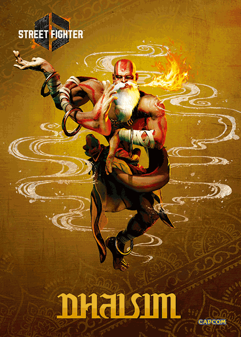Street Fighter 6 Dhalsim Plax lenticular frame 3D wall art officially licensed 10"x12" inch (23x30cm) | Pixel Frames - 3