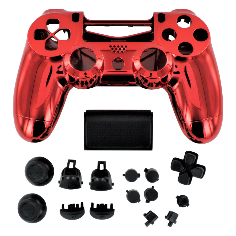 Housing shell for PS4 Slim Pro controller ZCT2 JDM-040 complete replacement - Chrome Red & Black | ZedLabz