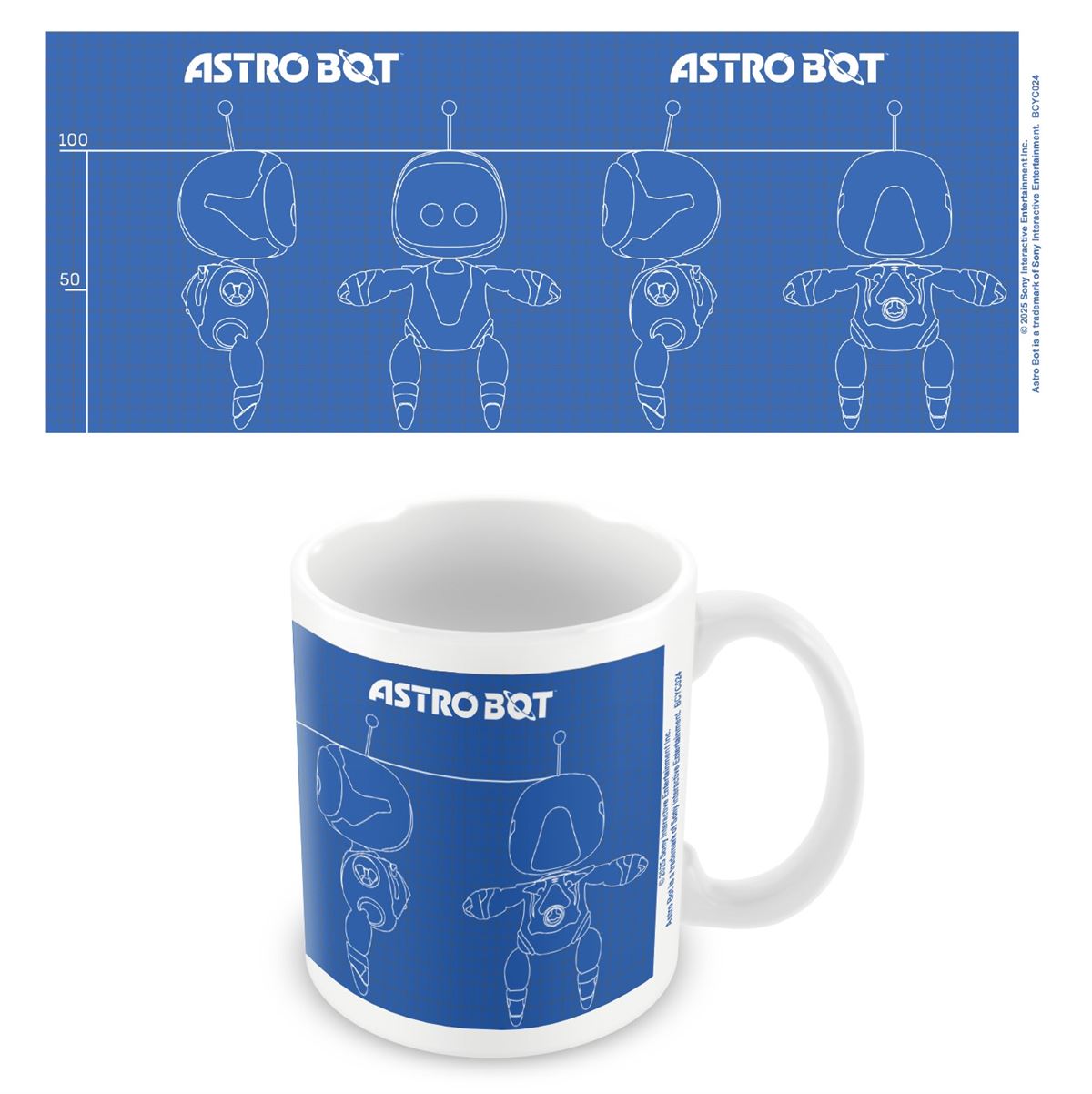 PlayStation Astro Bot blue print official mug 11oz/315ml white ceramic | Pyramid