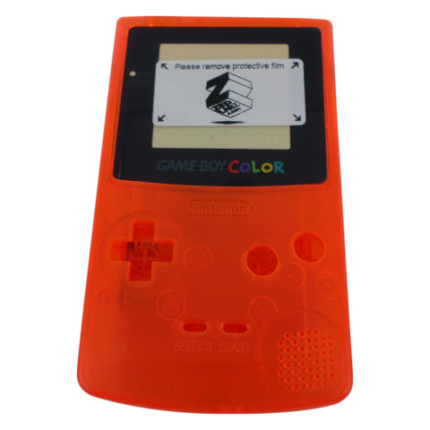 Modified complete housing shell for IPS LCD screen Nintendo Game Boy Color console replacement - Clear Orange | ZedLabz