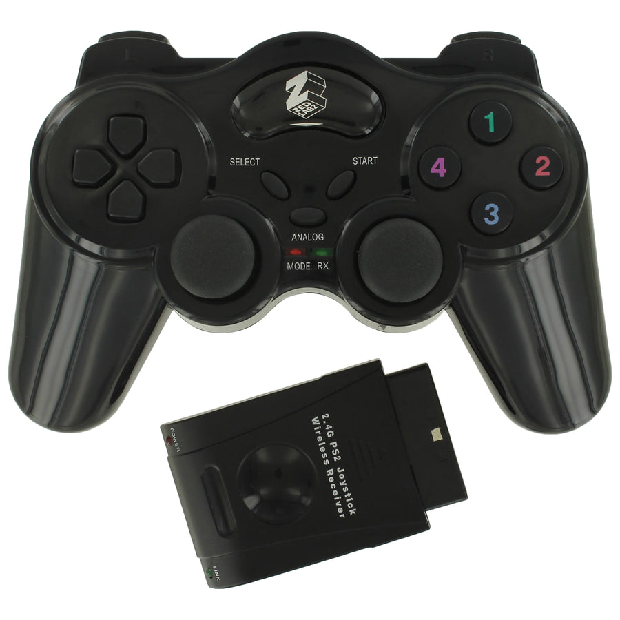 Controller for Sony PS2 wireless RF double shock vibration - Black REFURB | ZedLabz