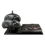 Displai Pro stand for Sega Mega Drive Mini holder console & controllers - Crystal Black | Rose Colored Gaming