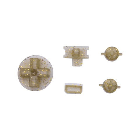 Button Set For Original Game Boy DMG 01 - Clear Glittery Gold | Retro Modding