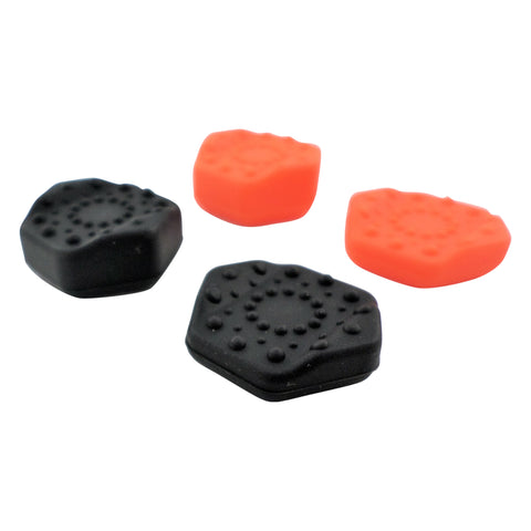 Hexagon thumbstick grip caps for Sony PS4 controller non slip extended heavy duty silicone - 4 pack Black & Orange | ZedLabz