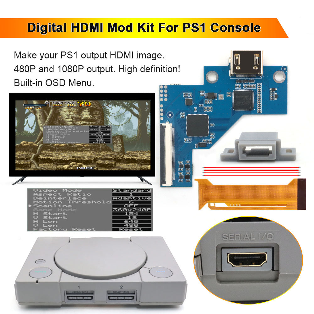 Internal HDMI mod kit for PlayStation PS1 1080p digital | Hispeedido