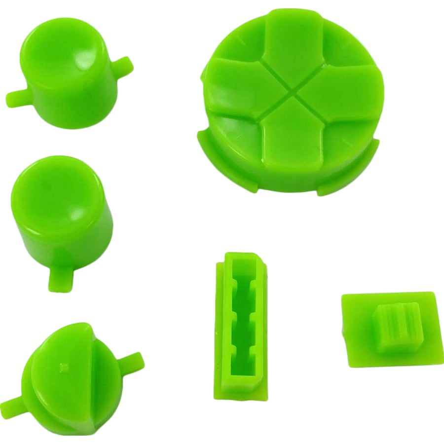 Button Set For Sega Game Gear - Neon Green & Orange Pivot Ball | Retro Modding