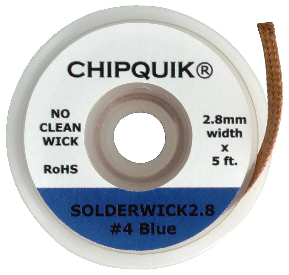 Desoldering braid solder wick no clean 2.8mm x 5ft - #4 Blue | Chip Quik