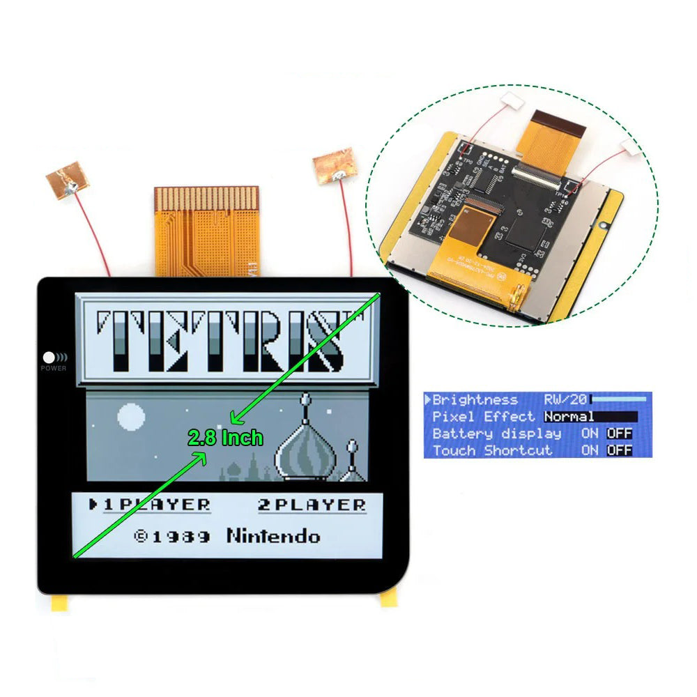 Laminated 2.8" IPS LCD screen kit for Nintendo Game Boy Pocket GBP MGB - Black | Hispeedido