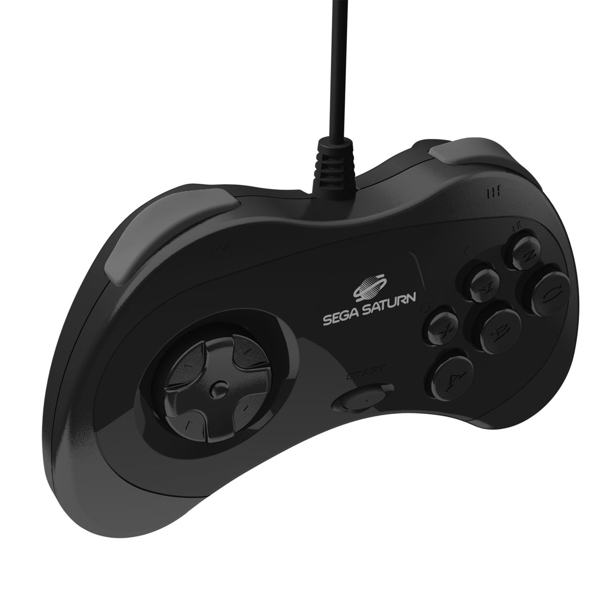 Sega Saturn USB wired controller Model 2 for PC, Mac, Steam & Switch - 10ft (3m) - Black | Retro-Bit