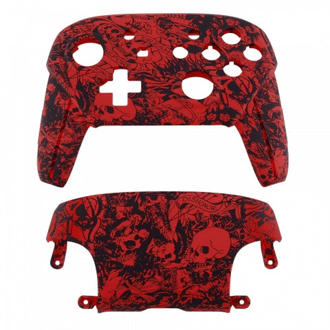 Replacement housing shell for Nintendo Switch Pro controllers front & back cover hard soft touch - Crazy skull edition Red | ZedLabz