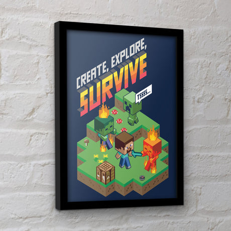 Minecraft create explore survive framed collector print 30 x 40cm | Pyramid