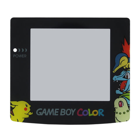 ZedLabz Pokemon edition replacement screen lens plastic cover with Pikachu Chikorita Totodile Cyndaquil for Nintendo Game Boy Color