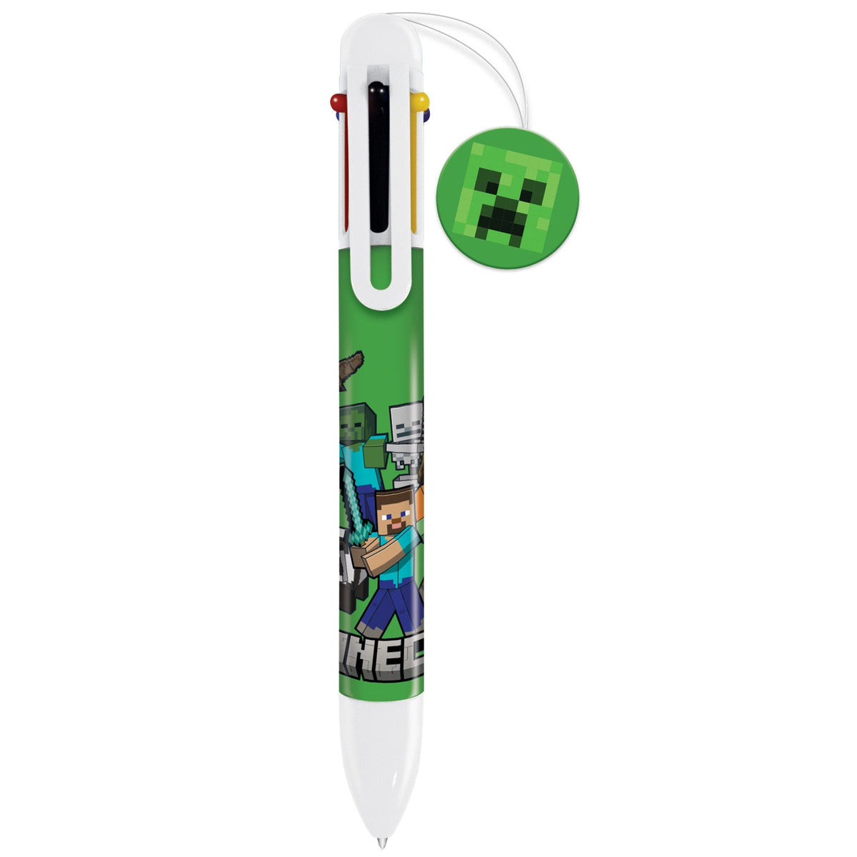 Minecraft Creeper 6 in 1 multi coloured ballpoint writing pen | Pyramid