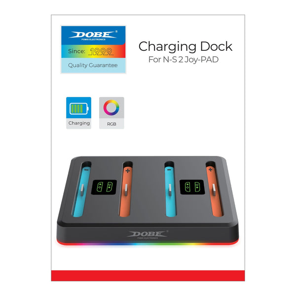 4-port flat charging dock for Nintendo Switch 2 Joy-Con 2 controllers (TNS-3160) | Dobe - 1