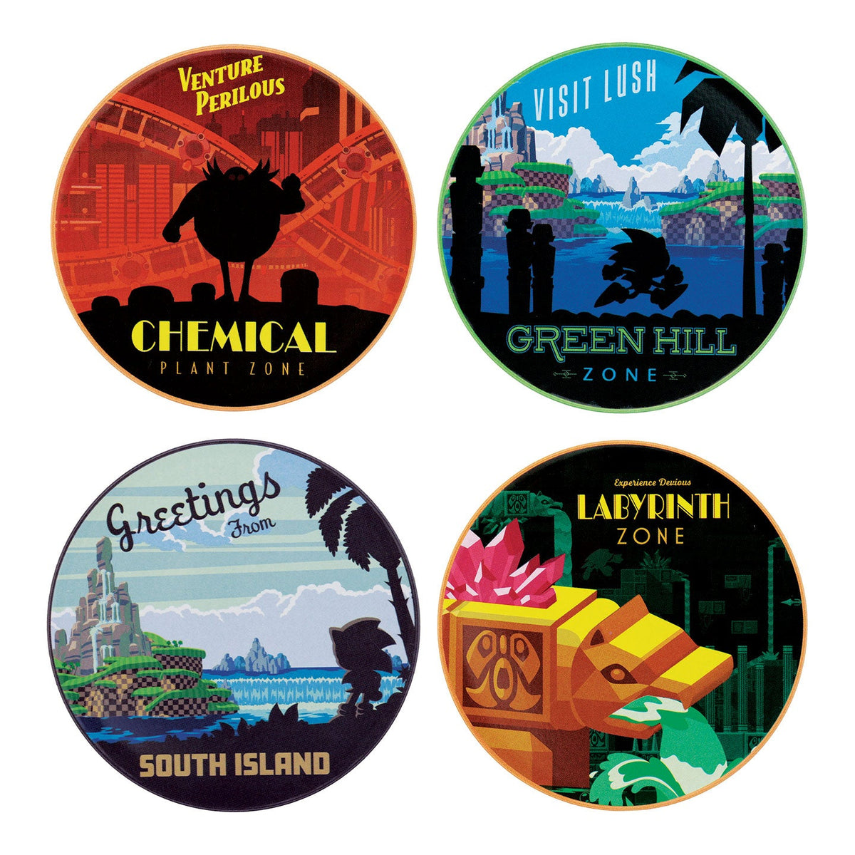 Sonic the Hedgehog Set of 4 Location Coasters | Fanattik