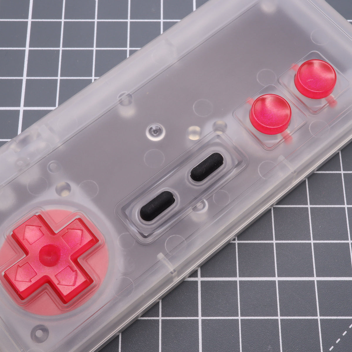 Hand cast custom resin buttons for Nintendo NES controller NES-004 (also fits Game Boy DMG-01) - Raspberry Candy | Lab Fifteen Co