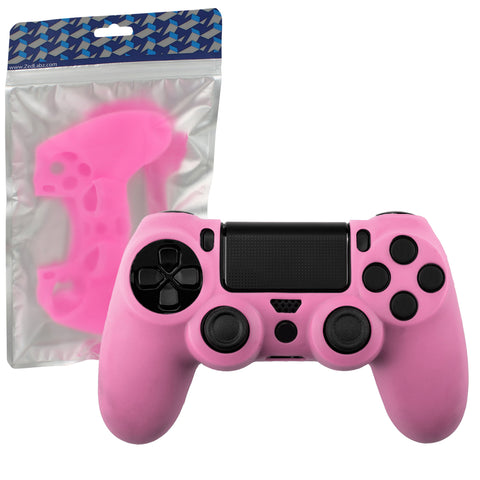 Protective cover for Sony PS4 controller silicone rubber skin grip with ribbed handle - Pink | ZedLabz