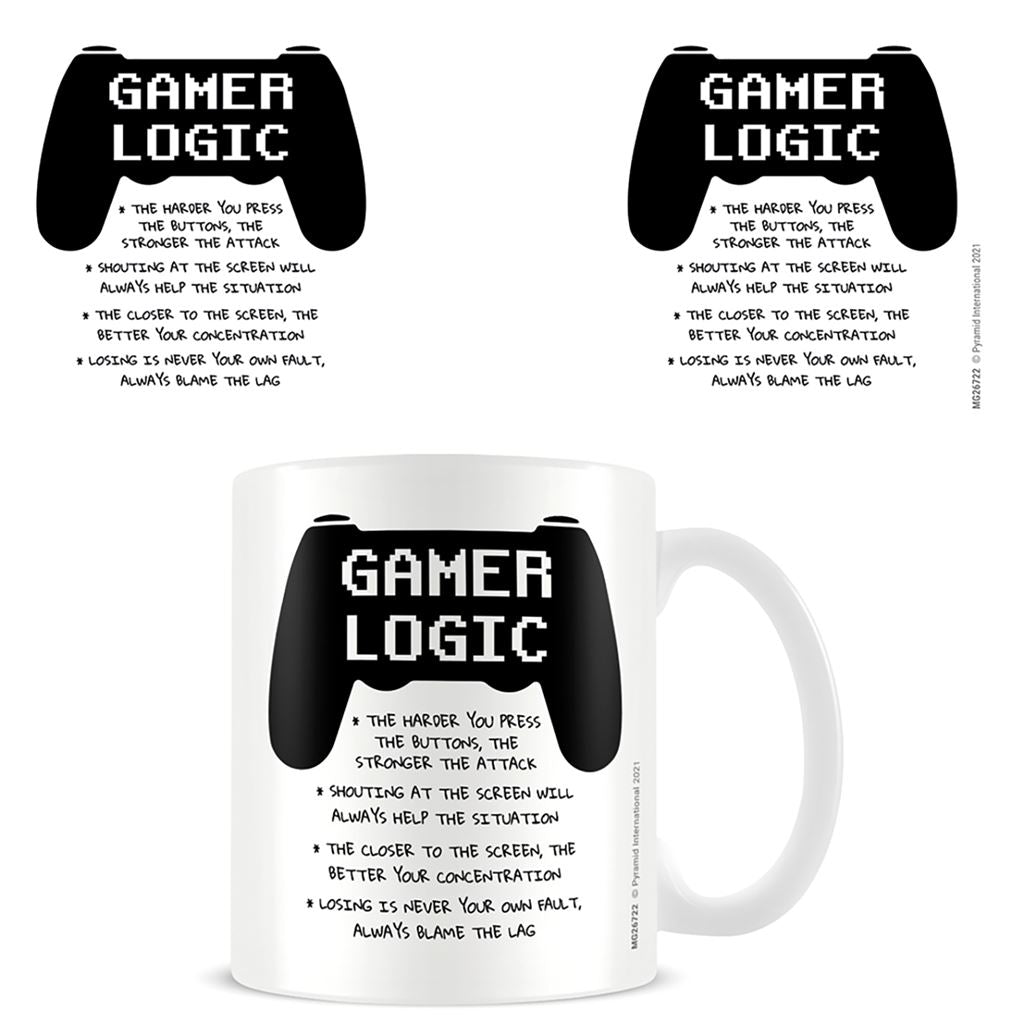 Gamer Logic slogan official mug 11oz/315ml white ceramic | Pyramid