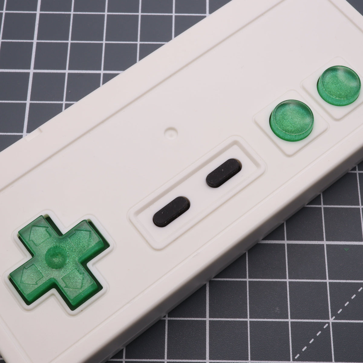 Hand cast custom resin buttons for Nintendo NES controller NES-004 (also fits Game Boy DMG-01) - Lime Candy | Lab Fifteen Co