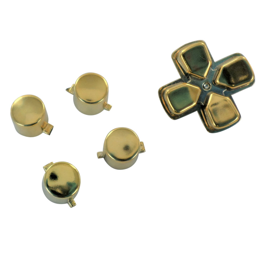 Replacement Action Button & D-Pad Set For Sony PS4 Controllers - Chrome Gold | ZedLabz