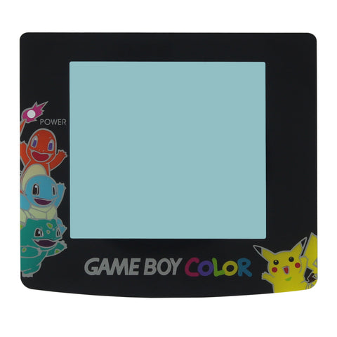 ZedLabz Pokemon edition replacement screen lens plastic cover with Pikachu Charmander Bulbasaur Squirtle for Nintendo Game Boy Color