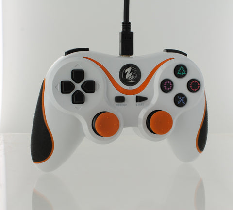 Wired Controller For Sony PS3 With Extra Long 3M Cable - White & Orange | ZedLabz