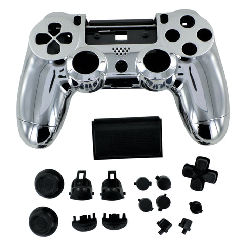 Housing shell for PS4 Slim Pro controller ZCT2 JDM-040 complete replacement - Chrome Silver & Black | ZedLabz