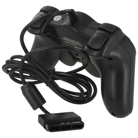 Wired controller for Sony PlayStation 2 PS2 & PS1 double shock turbo analog compatible replacement - black | ZedLabz