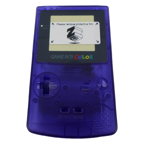 Modified complete housing shell for IPS LCD screen Nintendo Game Boy Color console replacement - Clear Purple | ZedLabz