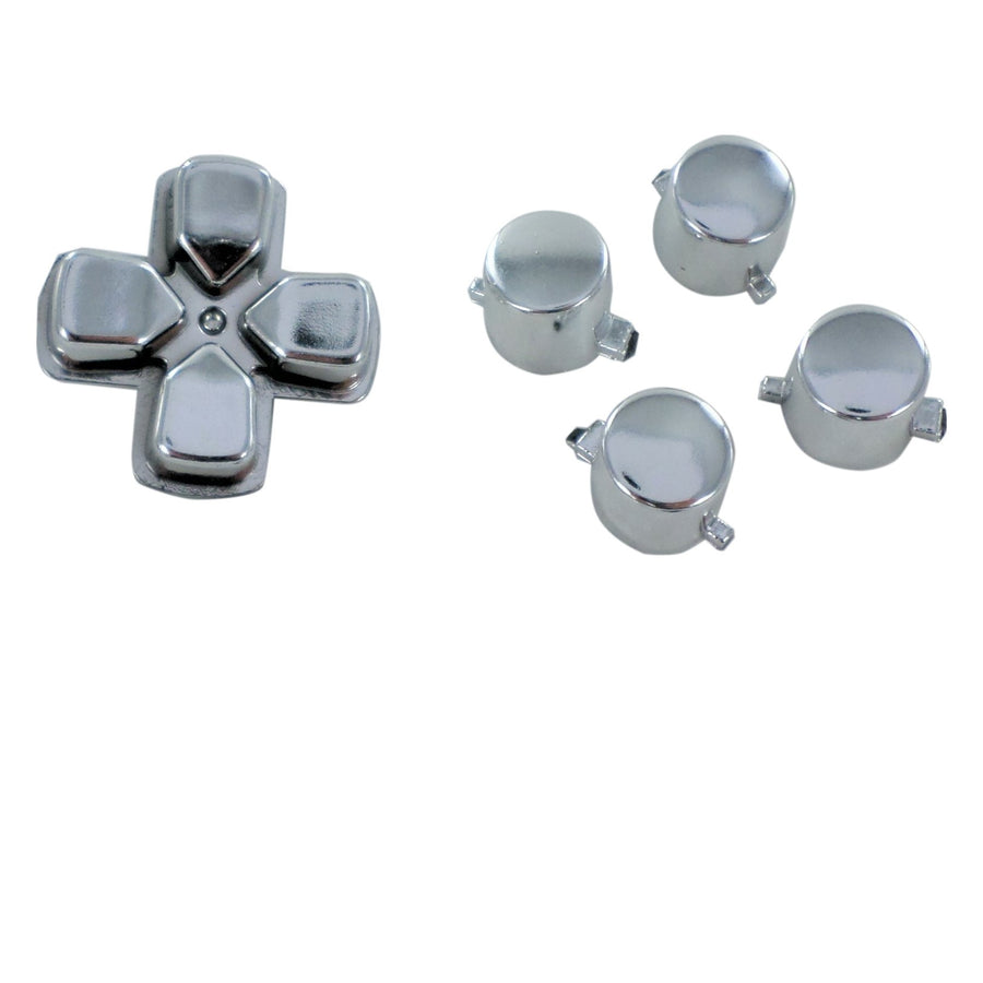 Replacement Action Button & D-Pad Set For Sony PS4 Controllers - Chrome Silver | ZedLabz