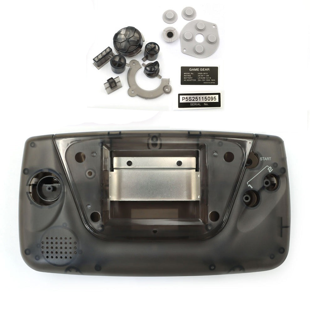 Housing shell kit for Sega Game Gear inc buttons & membranes - Clear black (frosted) | Hispeedido