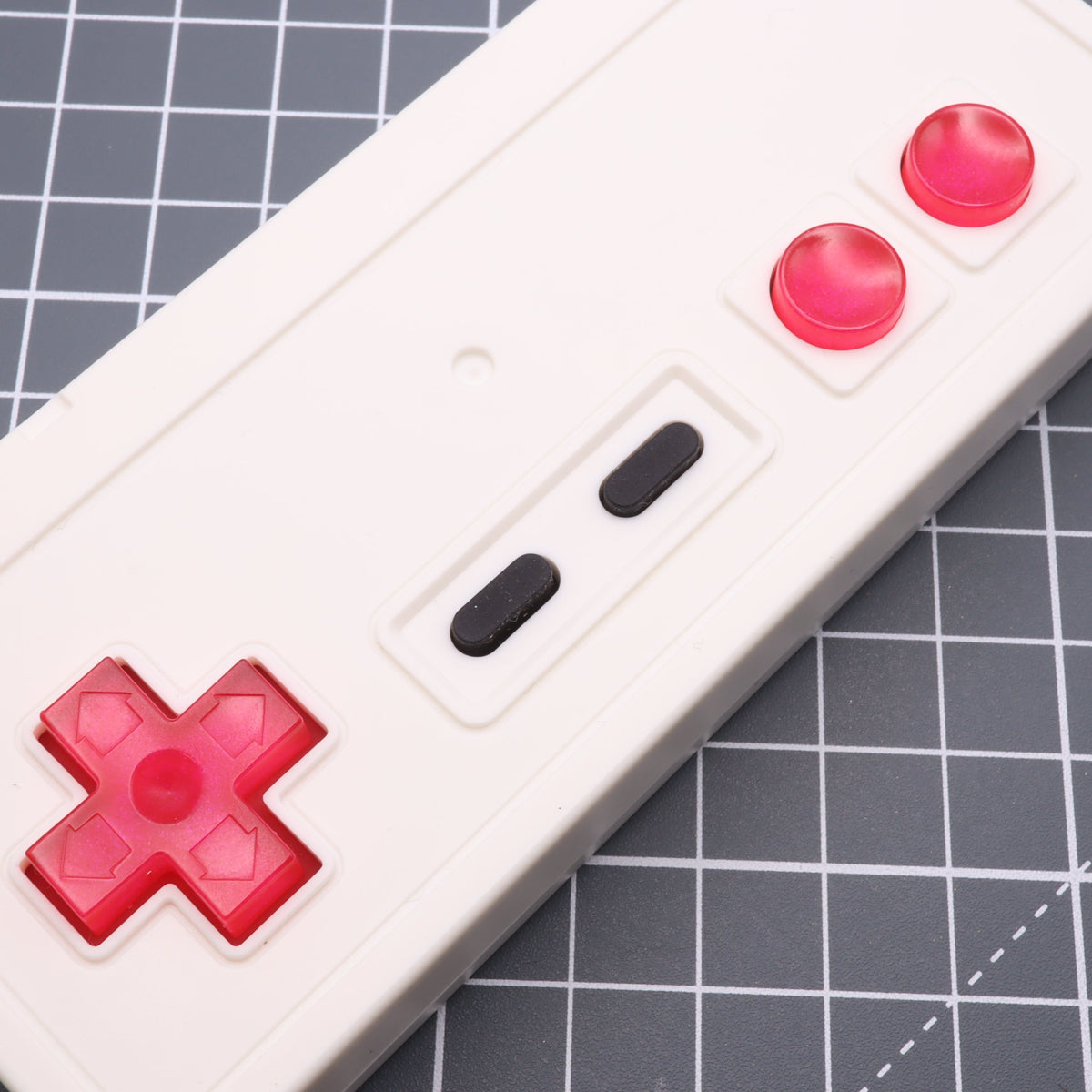 Hand cast custom resin buttons for Nintendo NES controller NES-004 (also fits Game Boy DMG-01) - Raspberry Candy | Lab Fifteen Co