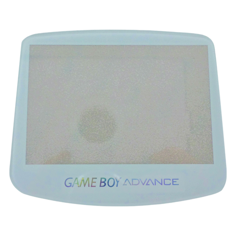 Modified glass screen lens cover for IPS screen Game Boy Advance AGS-001 - White with holographic logo | Funnyplaying